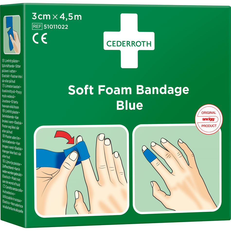 Soft Foam Bandage Blue 3 cm x 4.5 m