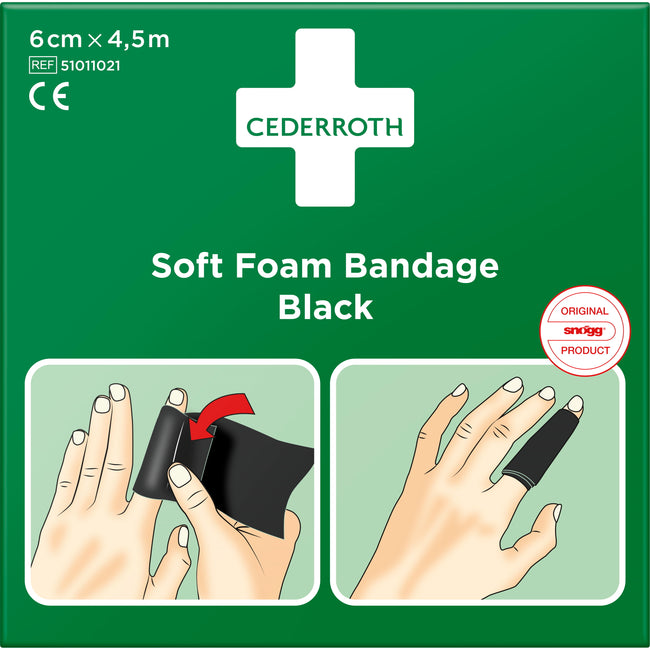 Soft Foam Bandage Black 6 cm x 4.5 m