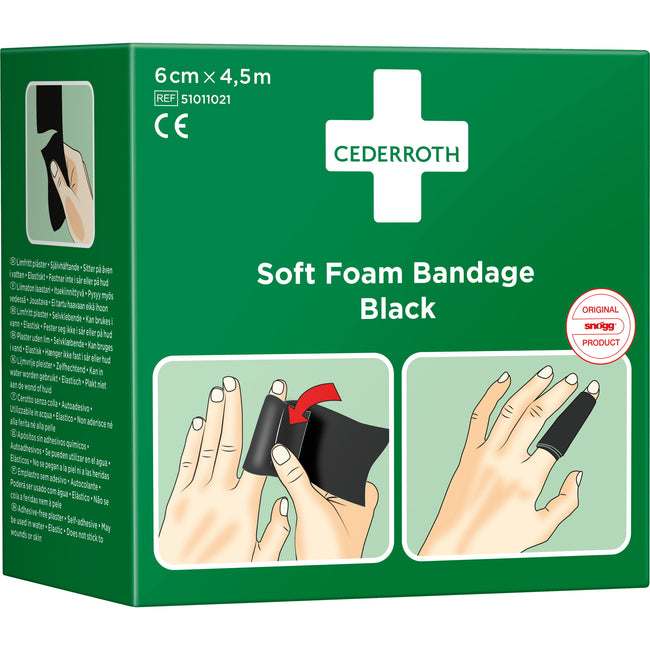 Soft Foam Bandage Black 6 cm x 4.5 m